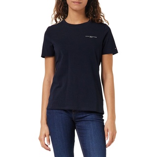 Tommy Hilfiger Damen T-Shirt Kurzarm 1985 Reg Mini Corp Logo C-Nk Ss Rundhalsausschnitt, Blau (Desert Sky), XXS