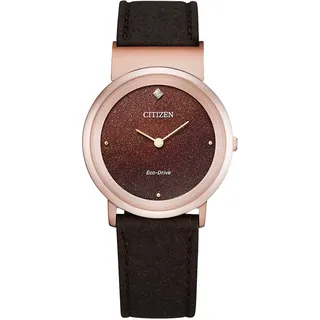 Solaruhr CITIZEN, braun, Armbanduhren, Damen, Solaruhr, Armbanduhr, Damenuhr, Saphirglas, Diamant