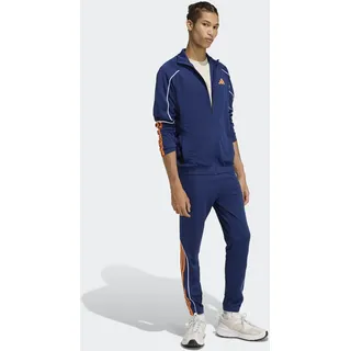 Trainingsanzug ADIDAS SPORTSWEAR "STADIUM 3-STREIFEN", Herren, Gr. XL, dunkelblau, pure orange, Obermaterial: 100% Polyester, Sportanzüge Trainingsanzug, zweiteiliges Set aus Jacke und Hose, aus leichtem Polyester