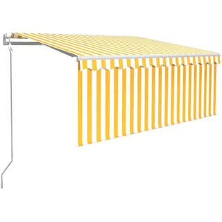 vidaXL Markise Automatisch mit Rollo LED Windsensor 3x2,5 m Gelb Weiß - Gelb