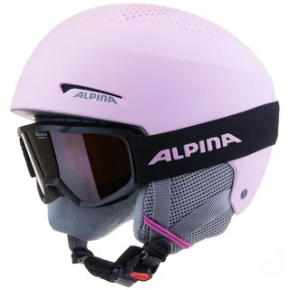 Alpina ZUPO SET (+PINEY) - Hochwertiges, Sicheres & Robustes Set aus Skibrille & Skihelm Für Erwachsene, light-rose matt, 48-52 cm