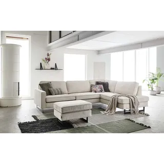 Places of Style Ecksofa »Pinto, 290 cm, Ottomane links / rechts«, Cord, Feincord, Luxus-Microfaser Leder und Chenille, beige