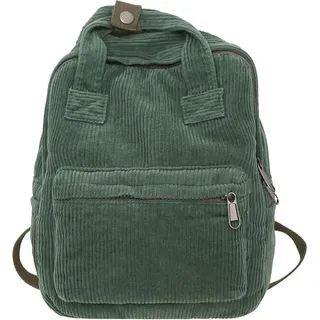 Damen Rucksack Klein Cord Cityrucksack Lässig Schule Travel Wandern Grün - Grün