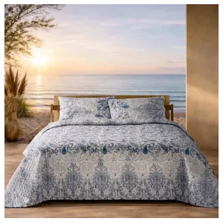 BASSETTI Monnalisa Paisley Baumwolle Himmelblau 155 x 220 cm + 80 x 80 cm