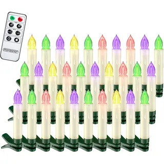monzana Deuba LED Weihnachtsbaumkerzen Kabellos Bunt Batterie Timer Christbaumkerzen Tannenbaumkerzen Lichterkette Weihnachtsbaum Beleuchtung