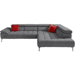 Beldomo Style Ecksofa , Grau , Textil , Uni , Ottomane rechts, L-Form , 323x222 cm , Goldenes M , erweiterbar, Typenauswahl, Stoffauswahl, planbar, seitenverkehrt erhältlich , Wohnzimmer, Sofas & Couches, Wohnlandschaften, Ecksofas