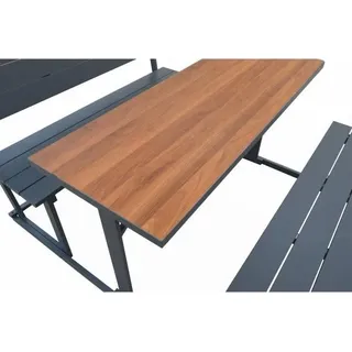Camping-Set Ombra mit Tisch, Bank und Dach, 250x221,5x154,5 cm - Grau, Braun, Beige