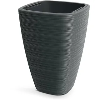 Prosperplast Vena Square Blumenkübel, quadratisch, konisch, mit Innenbehälter, Dunkelgrau, 28,9 x 28,9 x 43 cm, für Garten, Terrasse und Balkon