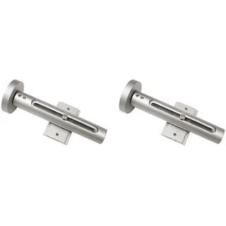 GARDINIA Wandträger für Flächenvorhangschienen und Kombination mit Gardinenstangen mit Innenlauf, Für Schiebegardinen, Serie Atlanta, Silber (Packung mit 2)
