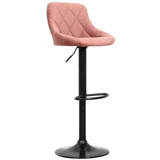 Happy Garden Barhocker aus rosafarbenem Samt Robin. Küchenstuhl in modernem Design mit Sitzfläche, höhenverstellbar, um 360° drehbar und Fußstütze. Hocker mit Rückenlehne aus rosafarbenem Samt.