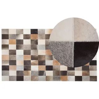 Beliani Kurzflor-Teppich Soke 300/200 cm , Braun , Fell , Patchwork , Rechteckig , 200x300 cm , Teppiche und Böden, Teppiche, Orientteppiche