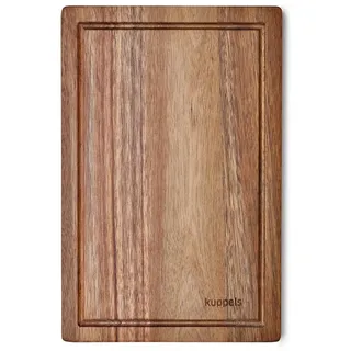 KUPPELS Schneidebrett DICE | Akazienholz | 32 x 21 x 1,5 cm | Holzbrett mit Saftrille | klingenschonend | Schneidebrett Holz | Servierbrett | Brotzeitbrett Holz | Holzbrett Küche
