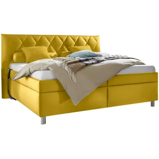 Esposa Polsterbett , Gelb , Textil , Birke , Schichtholz , H2 , Höhe ca. 16 cm , 160x200 cm , Über- und Sondergrößen erhältlich, Bezug abnehmbar/waschbar, Ober- und Unterseite versteppt, wendbar, atmungsaktiv,Über- und Sondergrößen erhältlich, Lattenrost, Matratze, gepolstertes Kopfteil, Stoffauswahl, motorische Verstellung des Lattenrostes, in verschiedenen Größen erhältlich,Federholzleisten verleimt, Federleisten mit Duokappen, verstellbar, Motorverstellung , Schlafzimmer, Betten, Polsterbetten