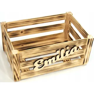 Holzkiste gebrannt mit Schriftzug – 28x18x12,5 cm – Dekokiste Vintage – Aufbewahrungskiste Holz