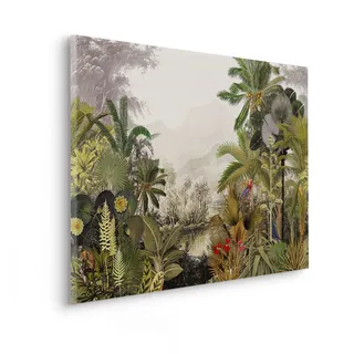 Komar Keilrahmenbild im Echtholzrahmen - Hiding Parrot - Größe 60 x 90 cm - Regenwald, Leinwandbild, Wandbild, Kunstdruck, Wanddekoration, Design, Wohnzimmer, Schlafzimmer