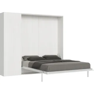 Doppelbett Kentaro White Ash mit Links-Rechts-Säule Klappbett - Weiß