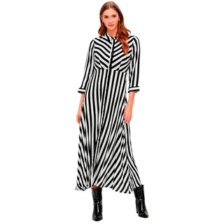 Yas Savanna Langarmkleid Mit 3/4 Ärmeln - Black / Stripes W White Stripes - 2XL