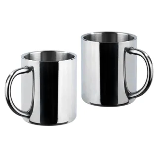 Edelstahl Thermo-Trinkbecher 2er Set doppelwandig, ca. 200 ml - Silber