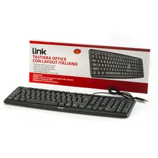 LINK Italienische USB-Tastatur, 108 Tasten, Farbe: Schwarz