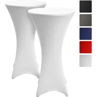 Beautissu Stella Stehtischhusse ø 70 cm Weiß 2tlg