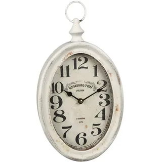 Wanduhr AMBIENTE HAUS "Antikweiss Wanduhr aus metall 28cm", weiß, B:27cm H:28cm T:6cm, Wanduhren, Wanduhr