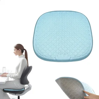 Gexuamz Gel Sitzkissen Orthopädisch, 49x46cm Kühlendes 3D-Batmungsaktives Sitzkissen mit TPE Gel & Wabenstruktur, Rutschfeste Unterlage, für Bürostuhl, Auto, LKW, Rollstuhl und Gaming-Stuhl (Glazialbl