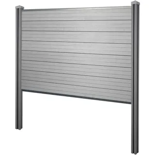 MCW WPC-Sichtschutz Savoie Zaun Windschutz WPC-Pfosten Zum Einbetonieren - Basiselement 195cm Grau