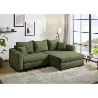 Ecksofa JOCKENHÖFER GRUPPE "Elmau XL L-Form, B: 261 cm", grün, B:261cm T:90cm, Korpus: 100% Polyester;Kissen: 100% Polyester, Sofas, Ecksofa, mit Bettfunktion, Bettkasten & 2 Zierkissen