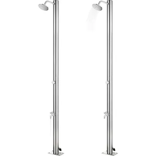 vidaXL Gartendusche mit Grauer Bodenplatte 220 cm Edelstahl - Grau