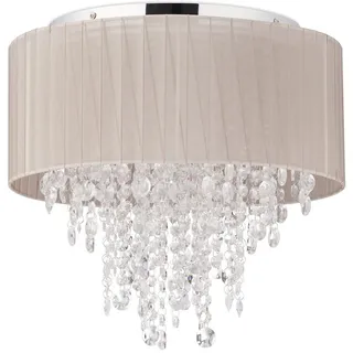 Relaxdays Deckenlampe Grau Silber Organza Kristall 5-flammig G9 , Multicolor , Kunststoff, Metall, Textil , 39.5x39x39.5 cm , Lampen & Leuchten, Innenbeleuchtung, Hängeleuchten, Pendelleuchten