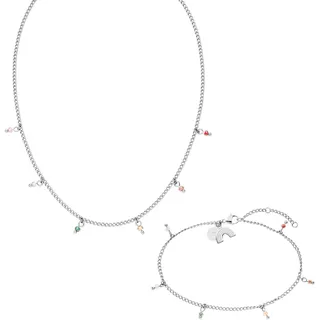 Purelei Schmuckset »Schmuck Edelstahl Kette Fußkette Mahina Club Anuenue« (Set, 2 Stk. tlg.) mit Kunststoffperlen, grün
