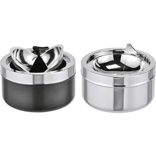 HI 16048 Ascher Klapp-Aschenbecher, Metall, Silber Schwarz Sortiert, 12 x 5 cm