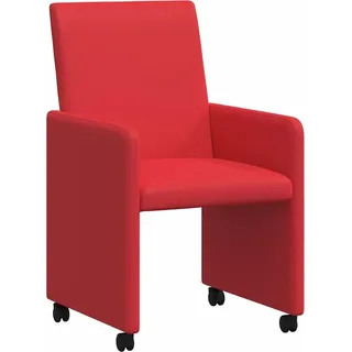 vidaXL Esszimmerstühle mit Rollen 2 pcs Rot 57 x 66 x 94 cm Kunstleder - Rot