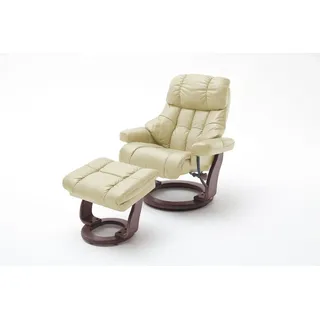 Robas Lund Relaxsessel Calgary XXL Leder 58 x 112 x 70 cm Beige mit Hocker