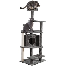 Furhaven Tiger Tough Cat Tree Platform House Playground w/Toys & Condo - Gray, One Size