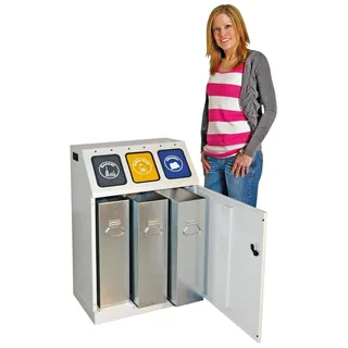 Stumpf Abfalltrennung Triplex 3-fach Sammler lichtgrau Innenbehälter 3 x 30l - 635-075-0-2-300 - Grau, Blau, Gelb