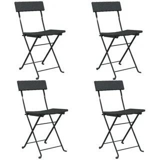 Bistrostühle 4 Stk. Klappbar Schwarz Poly Rattan und Stahl - Schwarz