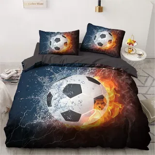 yasmeng Mikrofaser Fußball 135 x 200 cm + 80 x 80 cm