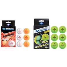 Schildkröt Unisex – Erwachsene Donic Tischtennisball 3-Stern Avantgarde, Poly 40+ Qualität, 6 STK. im Blister, weiß / 3X orange, 608533 & Donic Tischtennisball Glow in The Dark, 6 Bälle