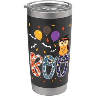 Halloween Boo Eule Hexenhut Spinnen Jack O Laterne Party Doppelwandiger Edelstahl-Thermobecher