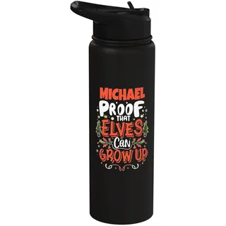 Elf Michael Funny ChristmasMichael Name Personalisiert Stainless Steel Insulated Water Bottle