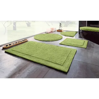 my home Badematte »Kapra, Badvorleger, Badezimmer Teppich« Höhe 14 mm beidseitig nutzbar   fußbodenheizungsgeeignet   strapazierfähig mit Bordüre, Badteppich, Badematte, Baumwolle, grün