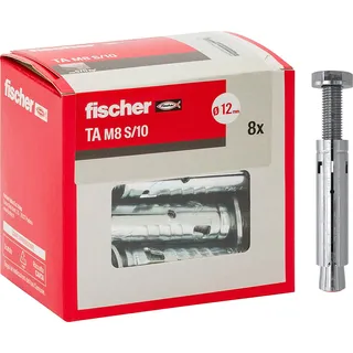 Fischer 8 Stück Stahldübel TA M8 mit Sechskantschraube, Dübeldurchmesser 12 mm, Expansionsschrauben, 71253