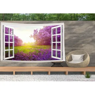 Ulticool – Ansicht Blumen Lavendel Natur - Wandteppich Poster - 200x150 cm - Gartenposter - Wandteppich groß – Dekoration Zubehörteil für Garten und Wohnzimmer