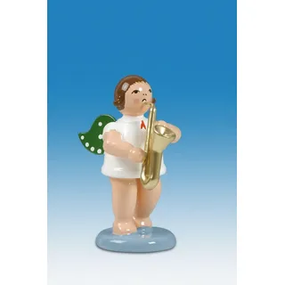 Engelmusikant Engel mit Saxophon mit Krone Höhe ca 6 cm NEU Weihnachtsengel Holz