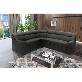 DOMO. collection Ecksofa Berlin, Zeitlose Leder-Eckcouch mit hochwertiger Federkern-Polsterung, Sofa in L-Form aus Kunstleder, 3 Sitzer rechts, Couch 205 x 250 x 89 cm, schwarz