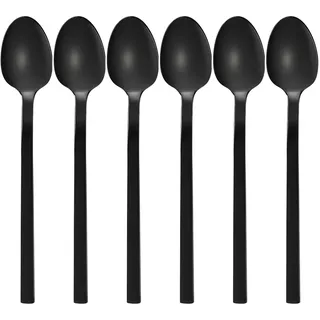 GRÄWE Kaffeelöffel, Serie Lissabon, 6er Set, schwarz, Teelöffel, Edelstahl titanbeschichtet, Kuchenlöffel, Mokkalöffel, Zuckerlöffel, kleiner Löffel, hochglanzpoliert, spülmaschinengeeignet