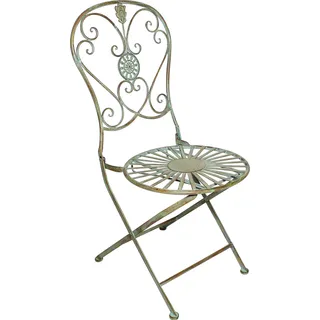 Gartenstuhl H93cm Metall Rustikal Grün Antik Klappstuhl Garten-Deko Rost Stuhl - Grün