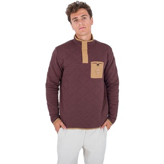 Hurley Herren Middleton Stepp-Fleece, 1/4-Reißverschluss, mit Druckknöpfen Pullover Sweater, Expresso, L