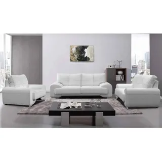 Polstergarnitur – Sofa-Set 3+2+1 OMEGA – Kunstleder Dolaro 511 - weiß, stilvoll & bequem - Weiß